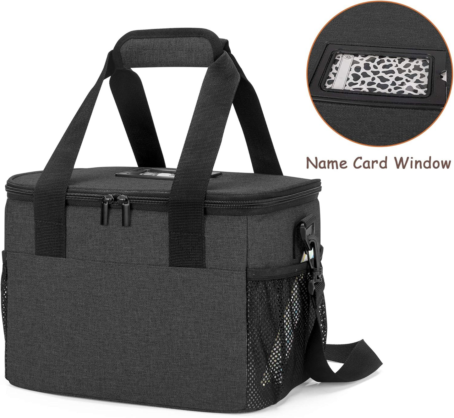 8-Cup Drink Carrier for Delivery Insulated Tote Bag, Black | Adjustable Dividers, Handle & Shoulder Strap,Reusable for Beverages,Food Take Out,Outdoors
