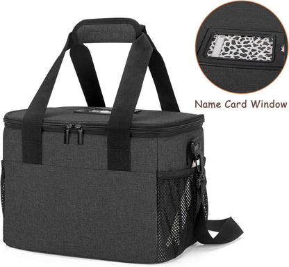 8-Cup Drink Carrier for Delivery Insulated Tote Bag, Black | Adjustable Dividers, Handle & Shoulder Strap,Reusable for Beverages,Food Take Out,Outdoors