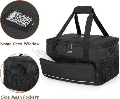 8-Cup Drink Carrier for Delivery Insulated Tote Bag, Black | Adjustable Dividers, Handle & Shoulder Strap,Reusable for Beverages,Food Take Out,Outdoors