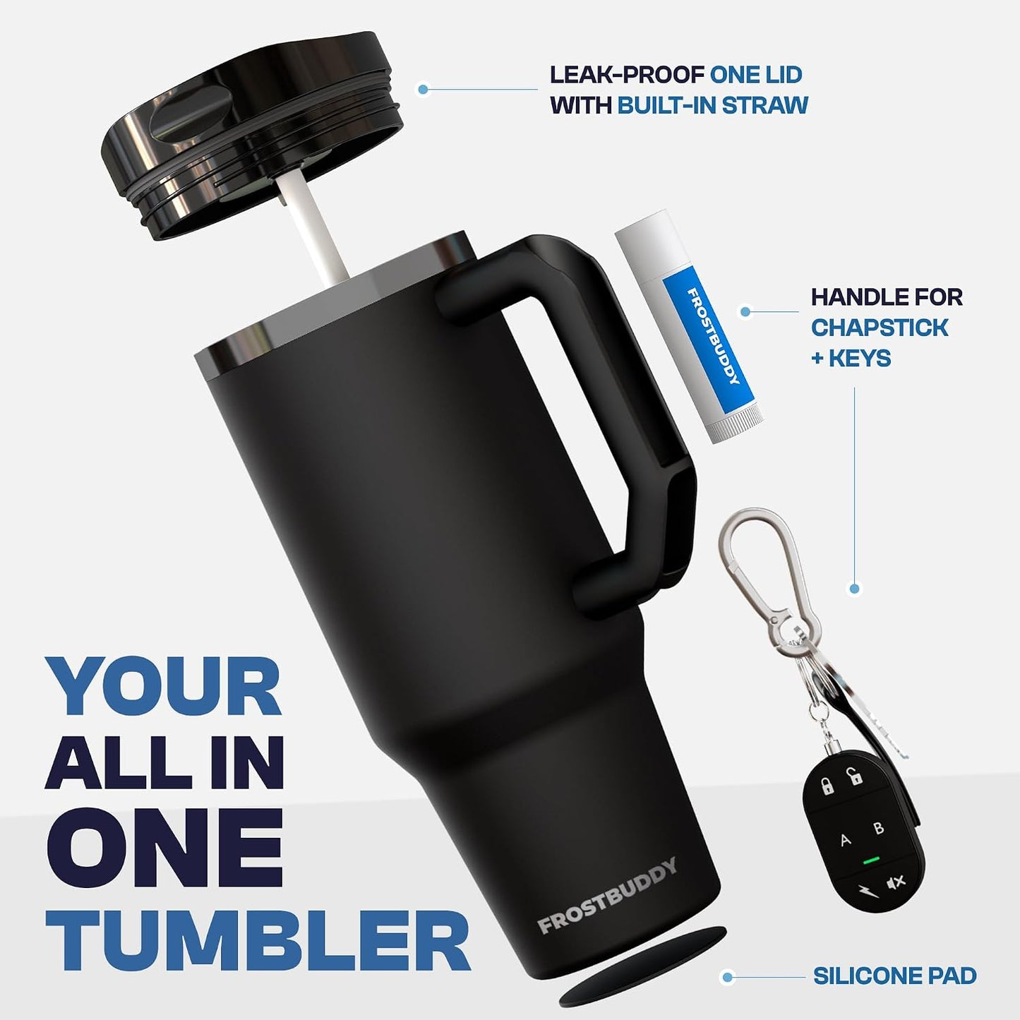 Thicc Buddy 16oz Tumbler - Insulated Stainless Steel (Cinnamon) | Double-wall vacuum insulated | Spill-proof flip lid | 18/8 premium stainless steel | Cup-holder friendly - Colors C