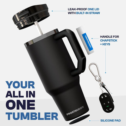 Thicc Buddy 16oz Tumbler - Insulated Stainless Steel (Cinnamon) | Double-wall vacuum insulated | Spill-proof flip lid | 18/8 premium stainless steel | Cup-holder friendly - Colors C