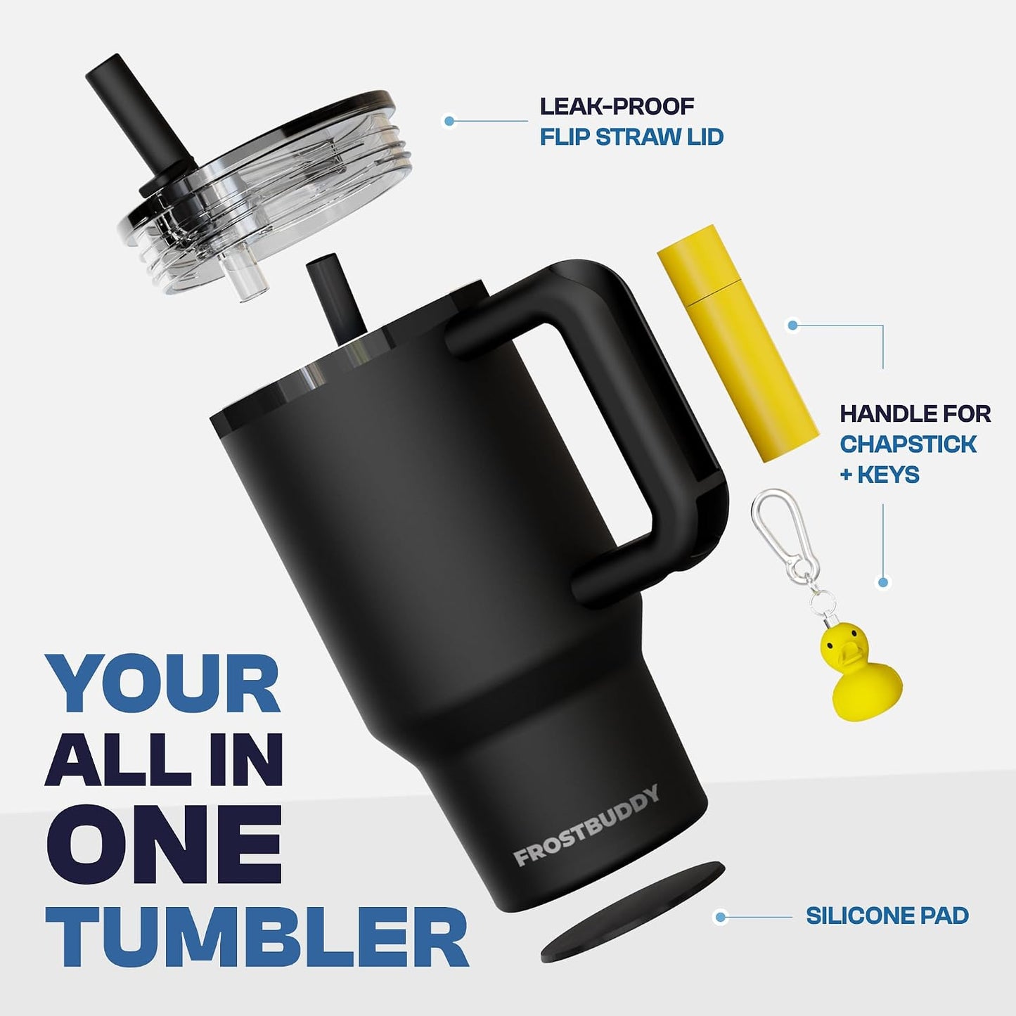 Thicc Buddy 16oz Tumbler - Insulated Stainless Steel (Cinnamon) | Double-wall vacuum insulated | Spill-proof flip lid | 18/8 premium stainless steel | Cup-holder friendly - Colors C
