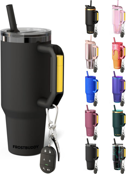 Thicc Buddy 16oz Tumbler - Insulated Stainless Steel (Cinnamon) | Double-wall vacuum insulated | Spill-proof flip lid | 18/8 premium stainless steel | Cup-holder friendly - Colors C