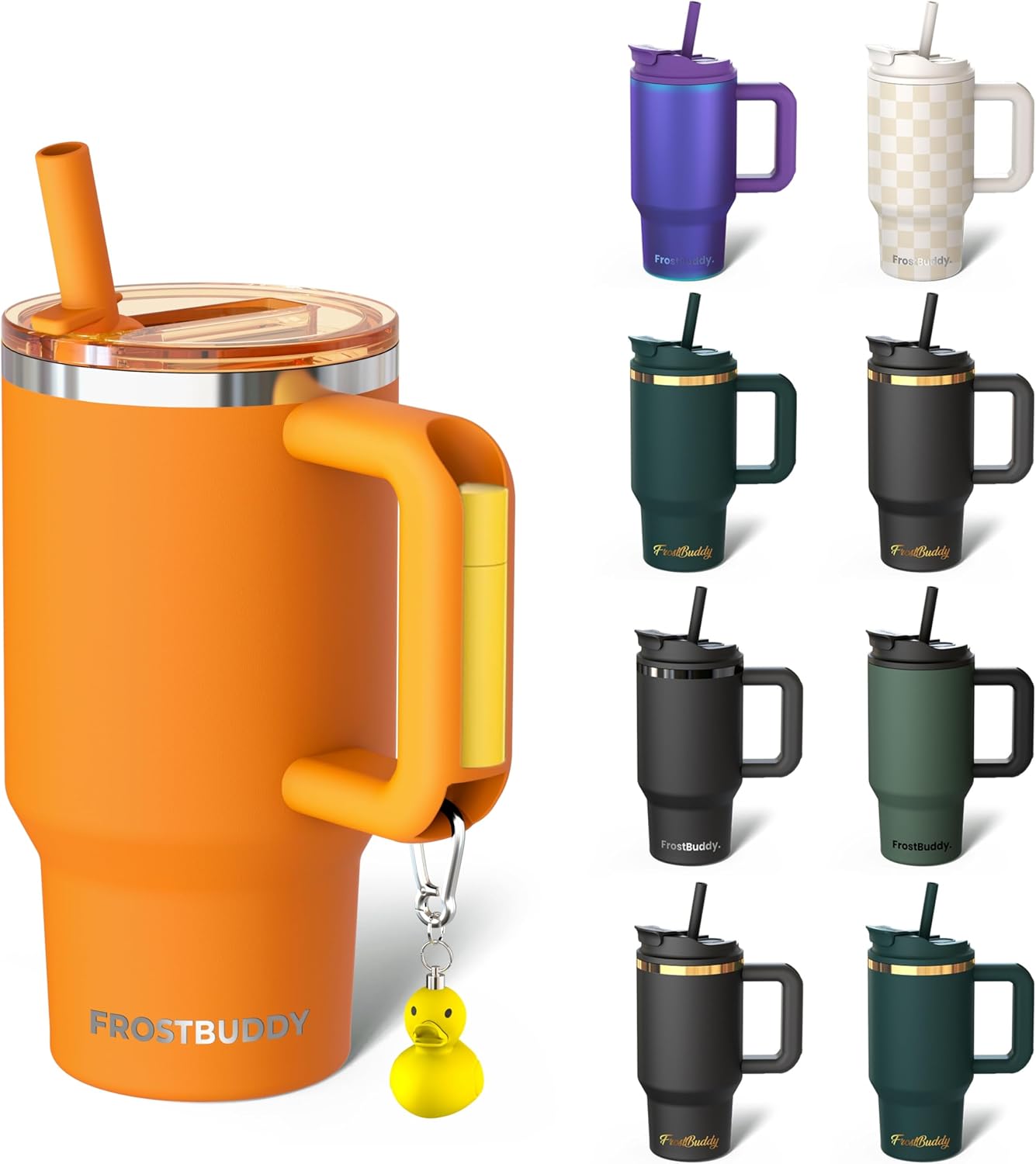 Thicc Buddy 16oz Tumbler - Insulated Stainless Steel (Cinnamon) | Double-wall vacuum insulated | Spill-proof flip lid | 18/8 premium stainless steel | Cup-holder friendly - Colors C