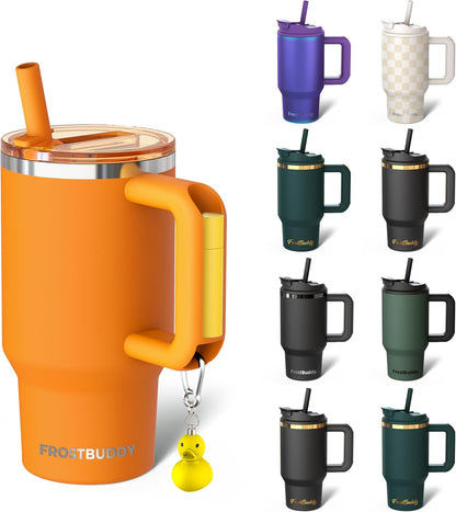 Thicc Buddy 16oz Tumbler - Insulated Stainless Steel (Cinnamon) | Double-wall vacuum insulated | Spill-proof flip lid | 18/8 premium stainless steel | Cup-holder friendly - Colors C