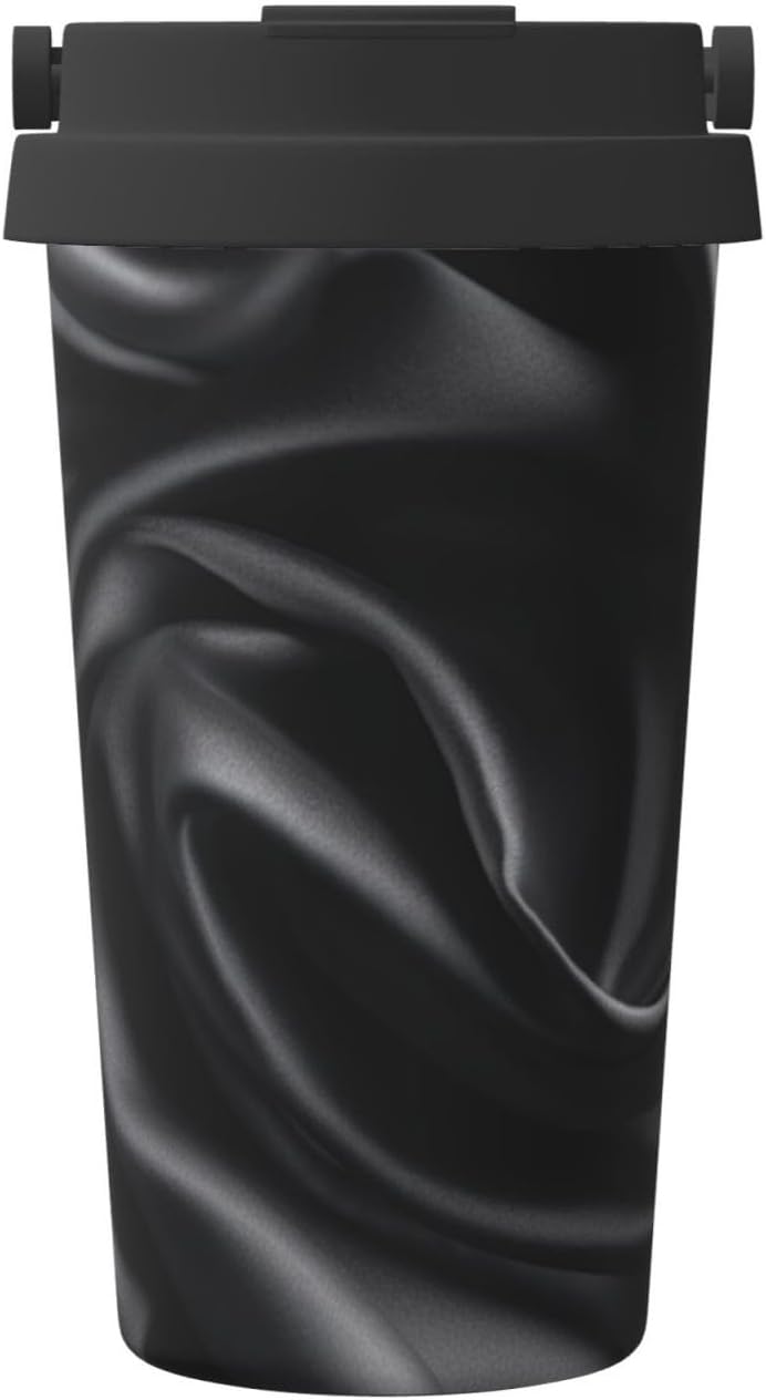 Black silk Wrinkle Insulated Coffee Mug with Lid Spill Proof Travel Coffee Mug for Cold And Hot Drinks Stainless Steel Tumbler Double-Wall Coffee Cup for Keep Hot/Ice Coffee Tea