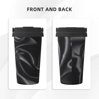 Black silk Wrinkle Insulated Coffee Mug with Lid Spill Proof Travel Coffee Mug for Cold And Hot Drinks Stainless Steel Tumbler Double-Wall Coffee Cup for Keep Hot/Ice Coffee Tea