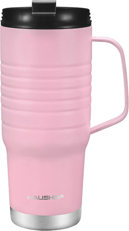 24 oz Travel Mug with Handle, Stainless Steel Vacuum Insulated Coffee Double Wall Travel Mugs with Leakproof Lid, BPA Free