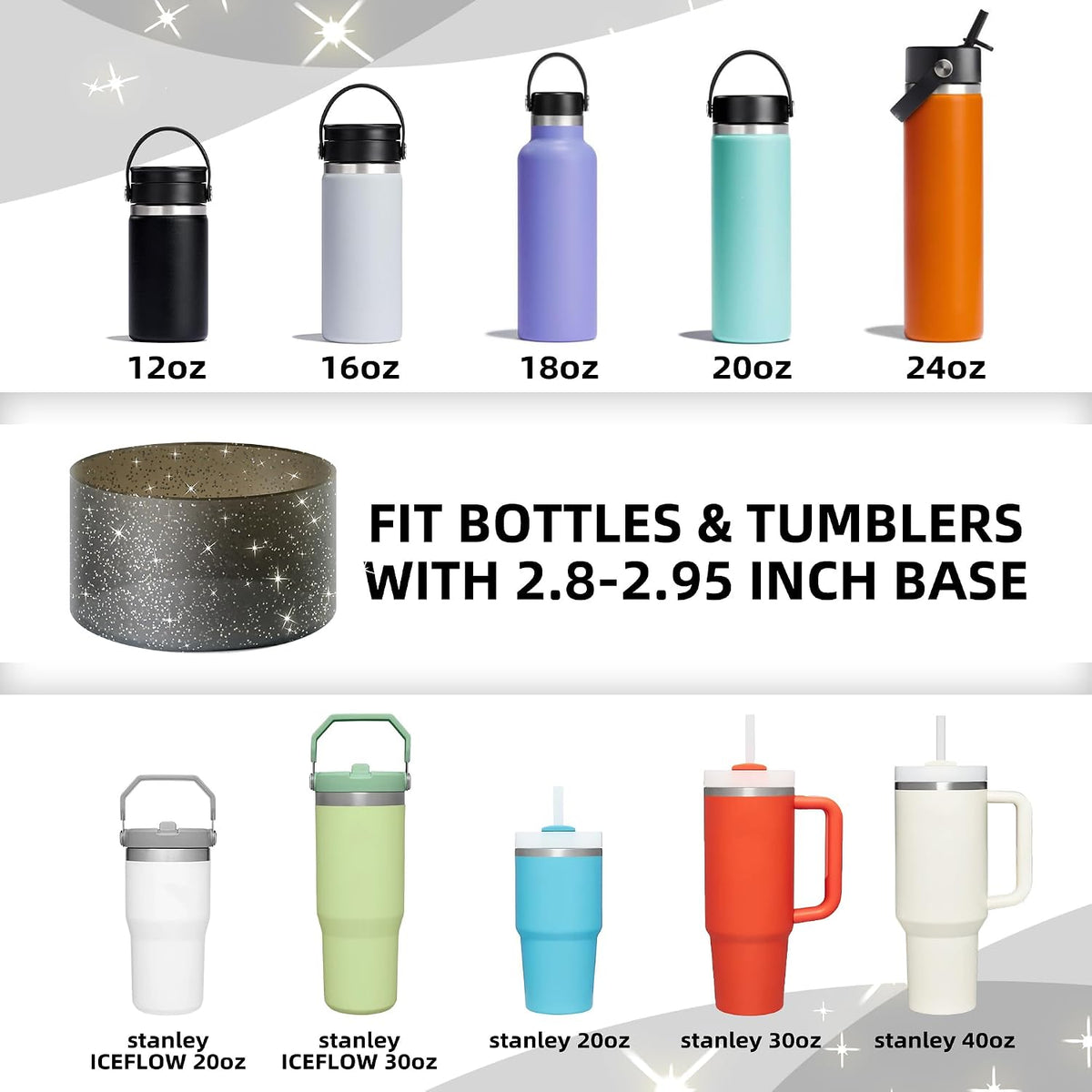Glitter Silicone Boot for Stanley Tumbler 40oz&30oz and More Bottle