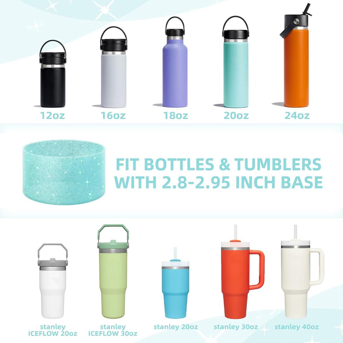 Glitter Silicone Boot for Stanley Tumbler 40oz&30oz and More Bottle