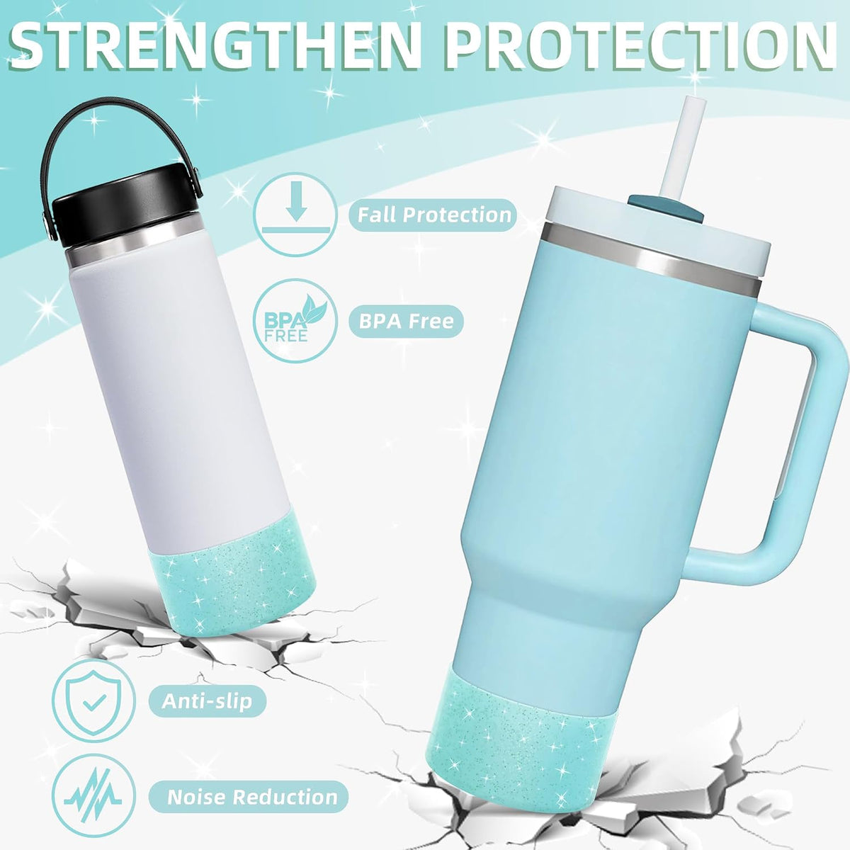 Glitter Silicone Boot for Stanley Tumbler 40oz&30oz and More Bottle
