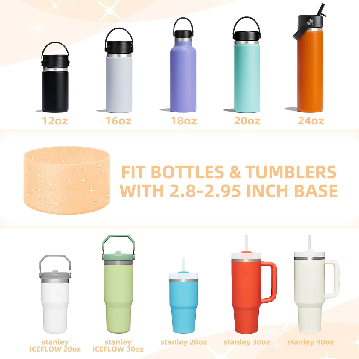 Glitter Silicone Boot for Stanley Tumbler 40oz&30oz and More Bottle