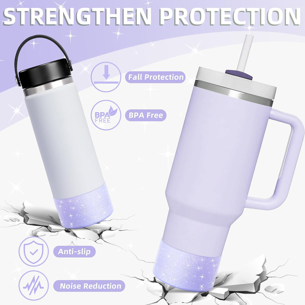 Glitter Silicone Boot for Stanley Tumbler 40oz&30oz and More Bottle