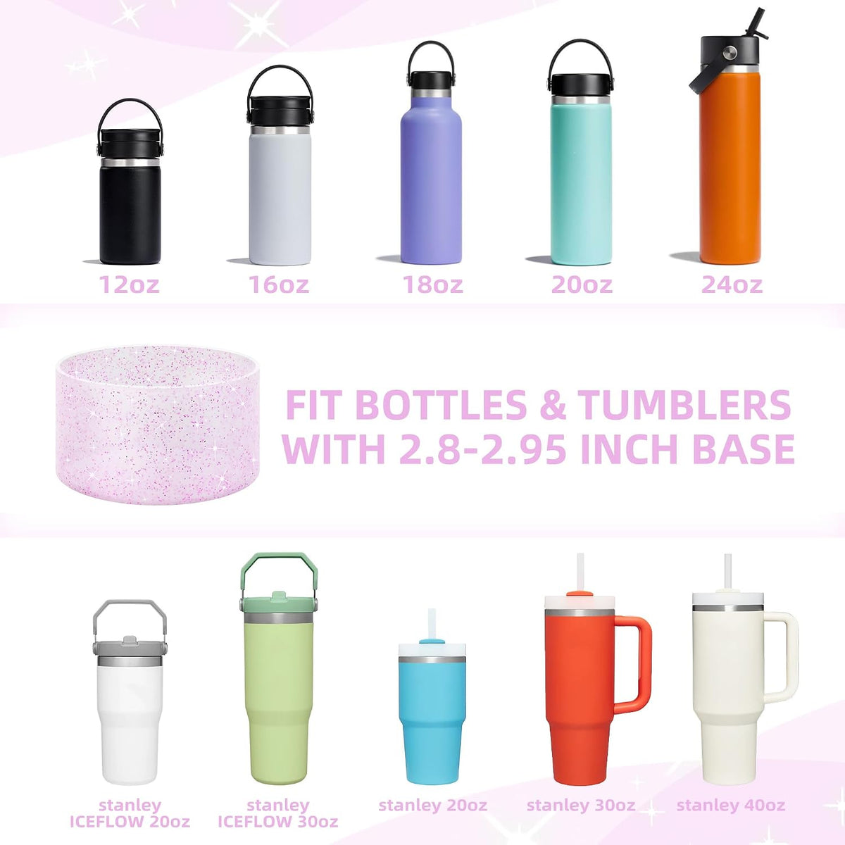 Glitter Silicone Boot for Stanley Tumbler 40oz&30oz and More Bottle