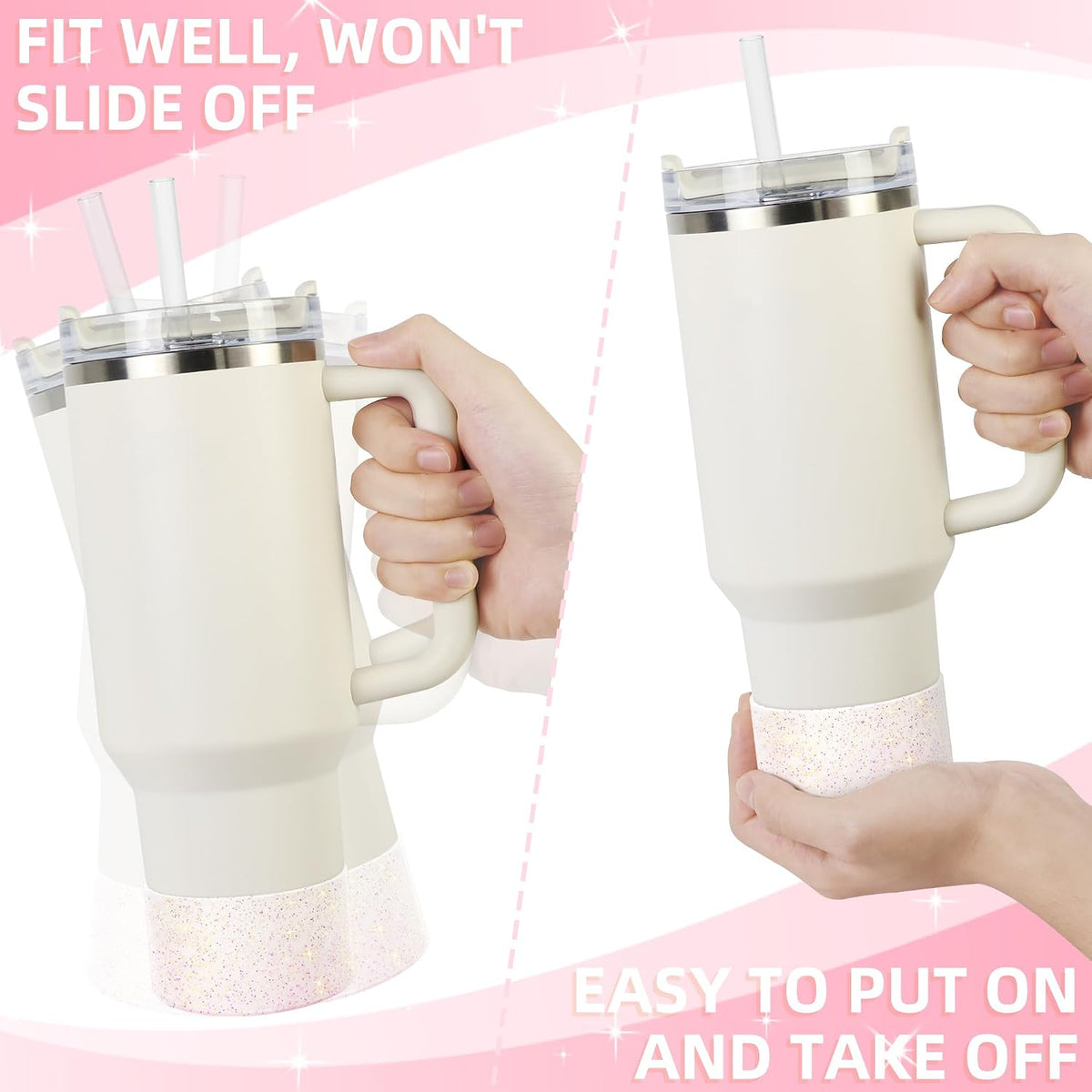 Glitter Silicone Boot for Stanley Tumbler 40oz&30oz and More Bottle