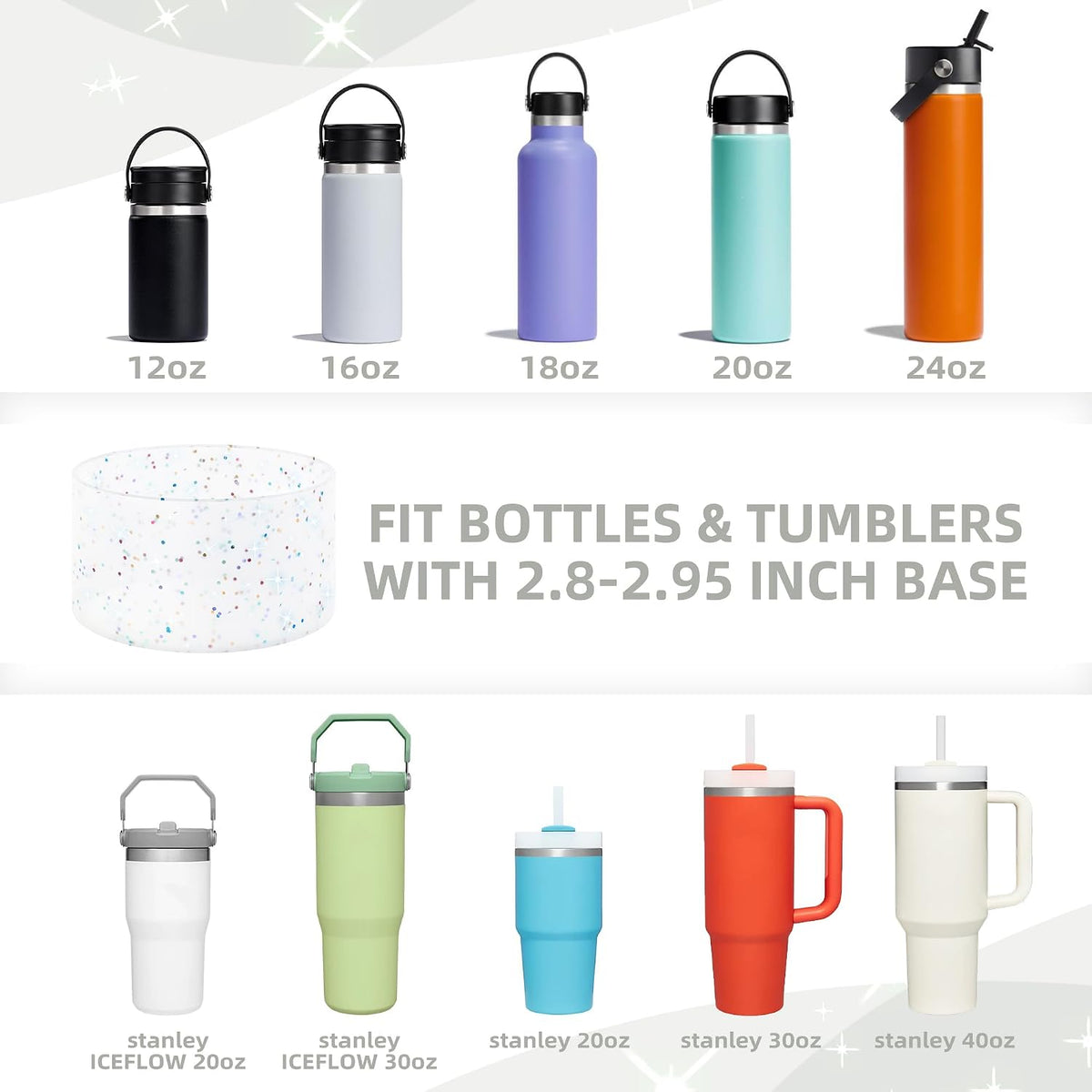Glitter Silicone Boot for Stanley Tumbler 40oz&30oz and More Bottle