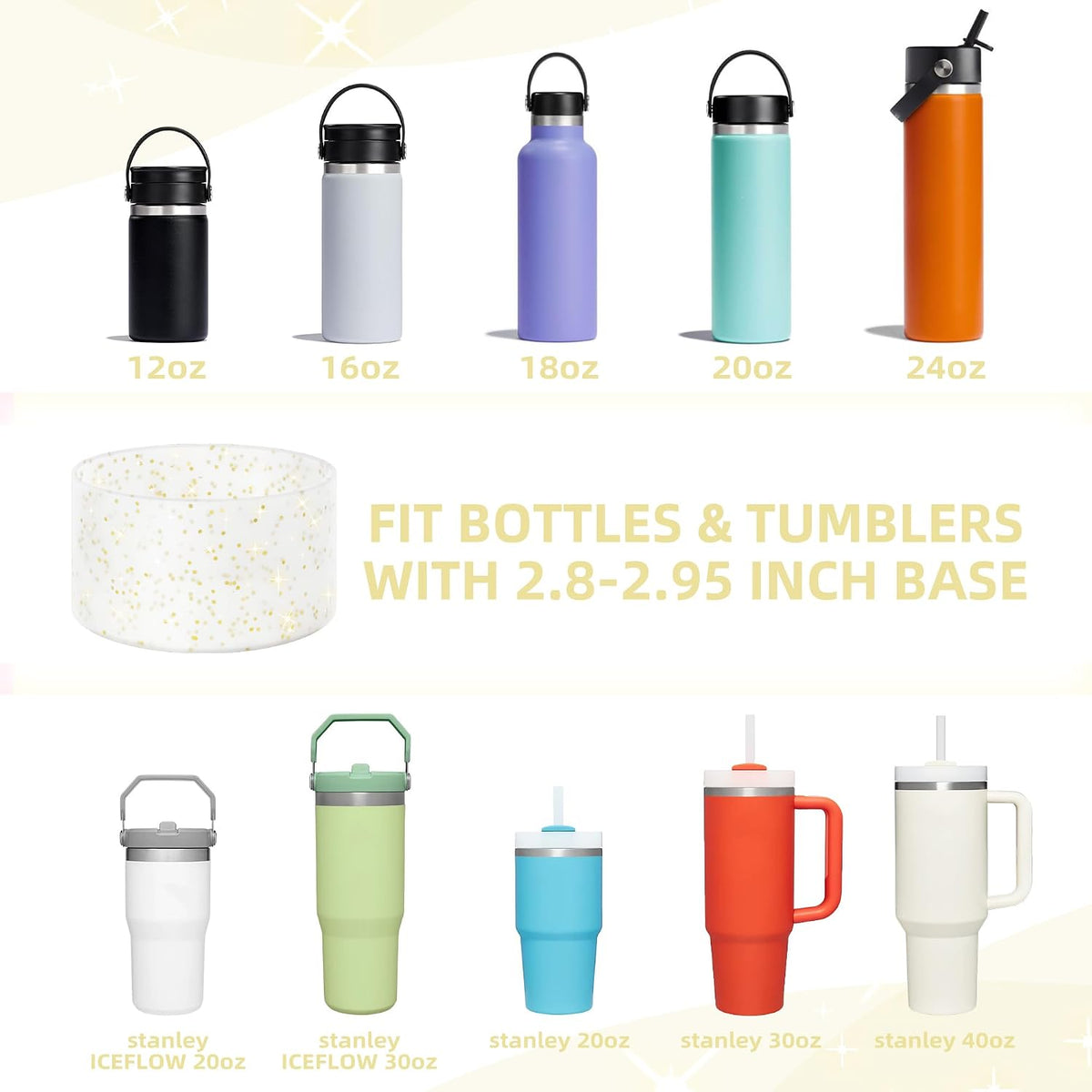 Glitter Silicone Boot for Stanley Tumbler 40oz&30oz and More Bottle