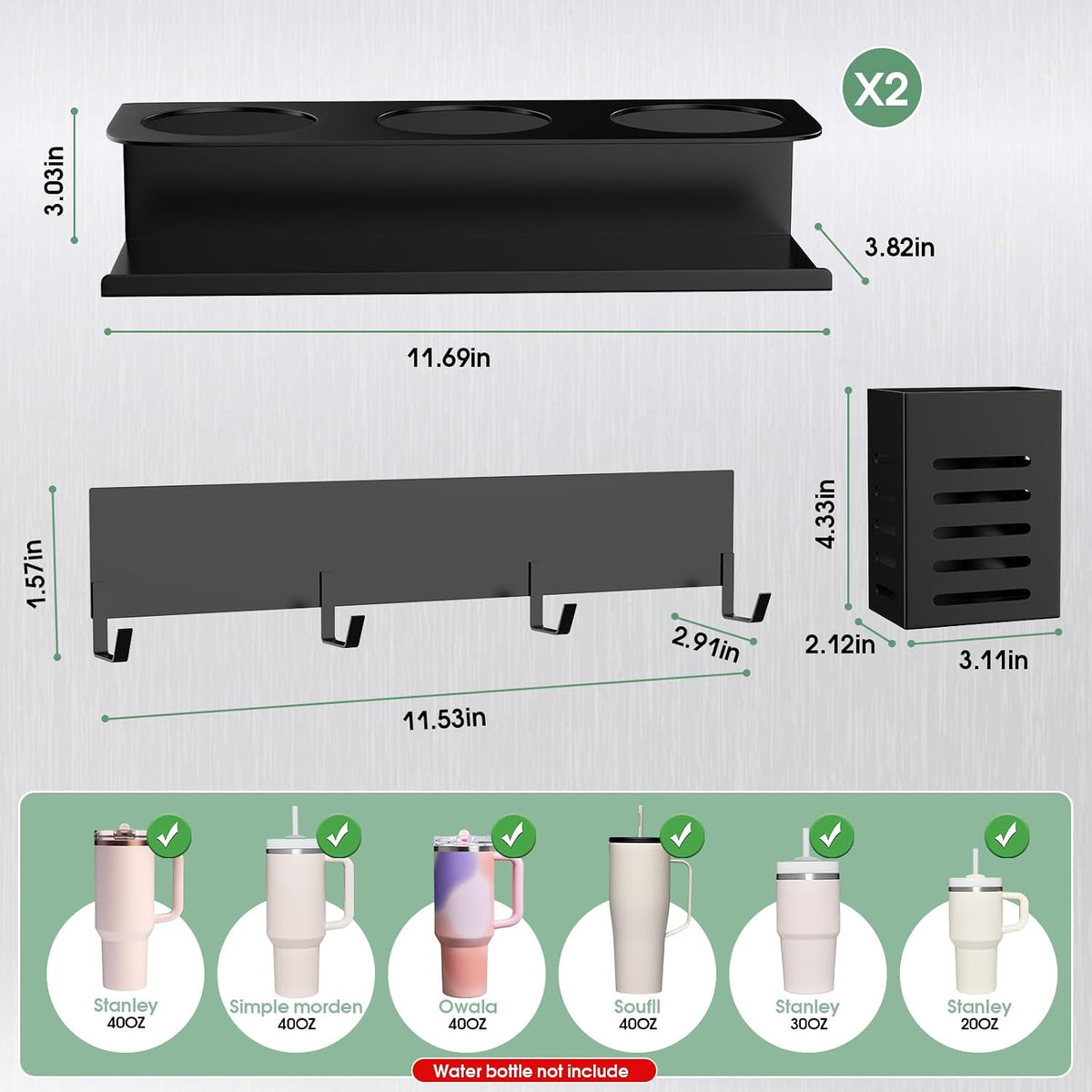 Magnetic Stanley Cup Holder for Fridge, Water Bottle Organizer for Tumbler with Double Sided Tape Hold Stanley Cup Accessories for Kitchen Cabinet Wall