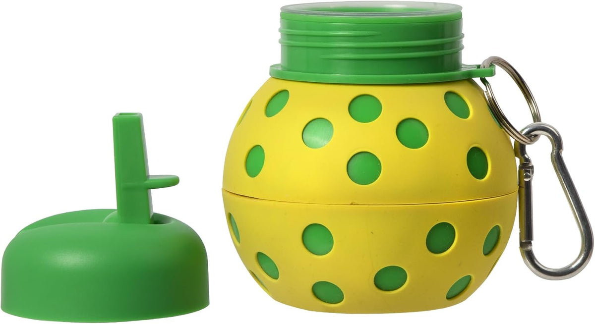 Collapsible Pickleball Silicone Water Bottle – 16 oz Portable Sports Bottle with Clip for Pickleball Players