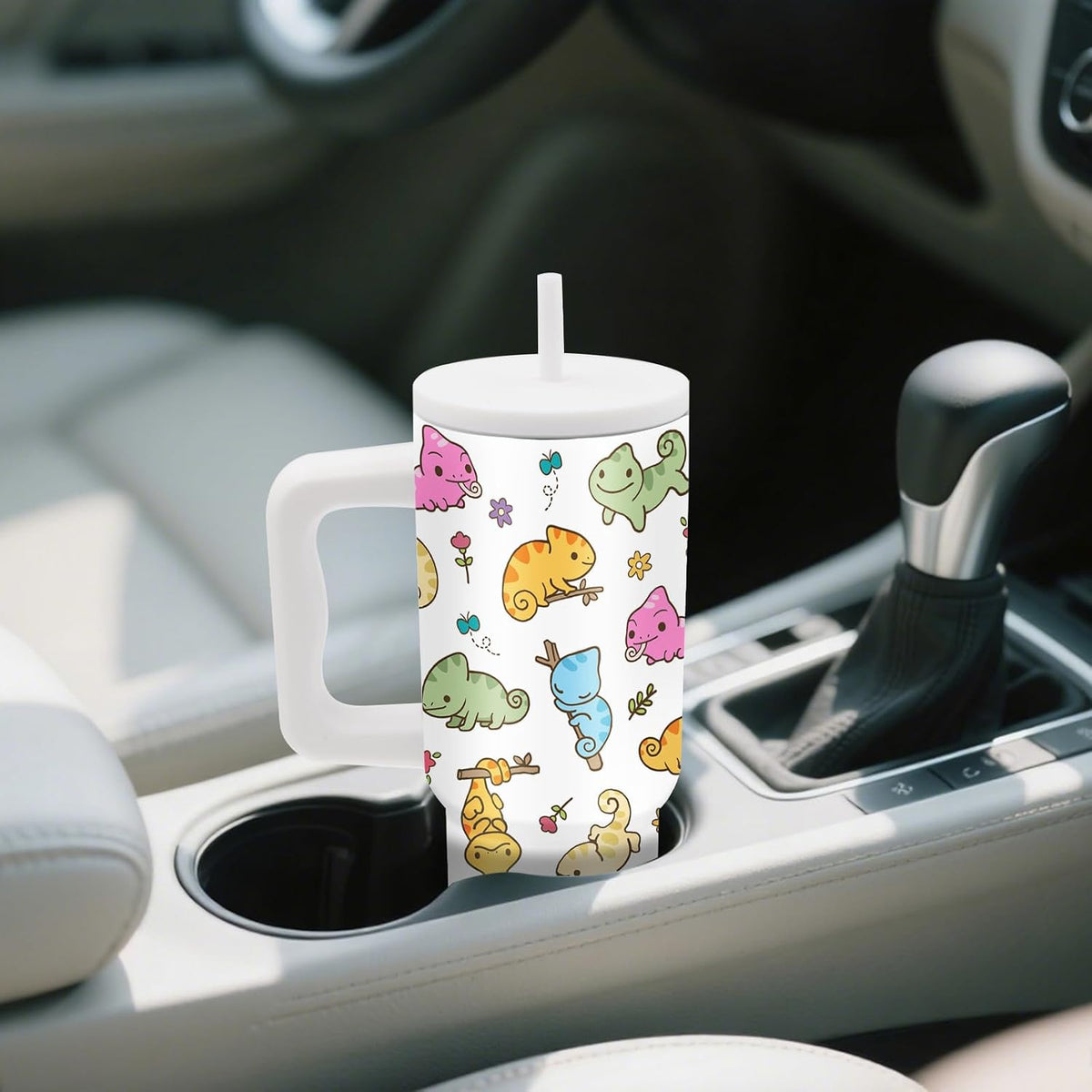 Gifts for Women - 24 oz Blue Tropical Fish Tumbler with Handle and Straw - Insulated Stainless Steel Cup, Leakproof, Cute Ocean Animal Lovers Travel Mug, Fits Car Cup Holders, Keeps Drinks Cold/Hot