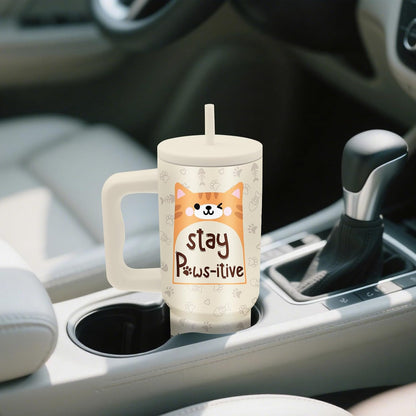 Gifts for Women - 24 oz Blue Tropical Fish Tumbler with Handle and Straw - Insulated Stainless Steel Cup, Leakproof, Cute Ocean Animal Lovers Travel Mug, Fits Car Cup Holders, Keeps Drinks Cold/Hot