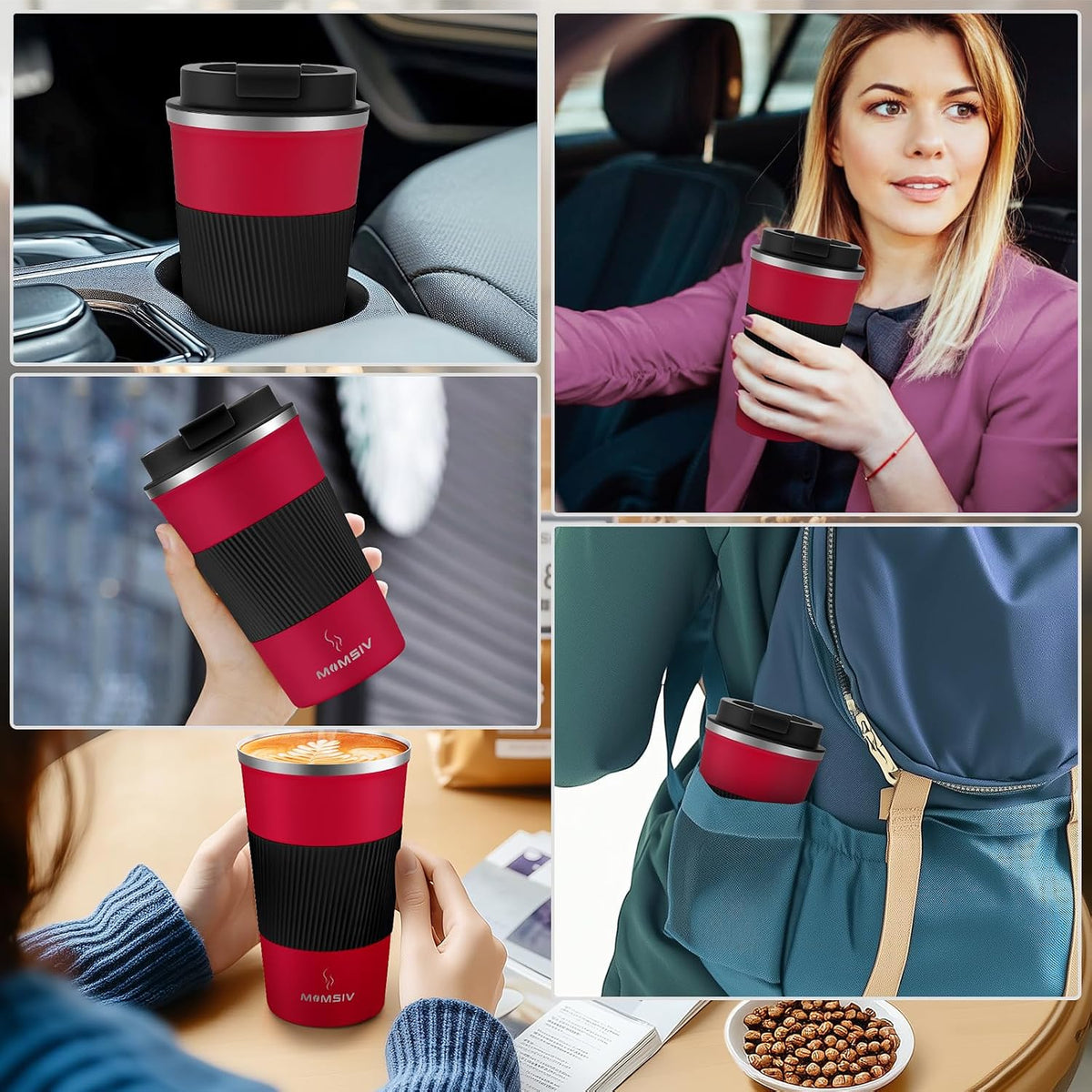 12oz Travel Coffee Mug, Insulated Coffee Cup with Leakproof Lid