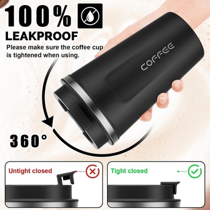 12oz Travel Coffee Mug, Insulated Coffee Cup with Leakproof Lid
