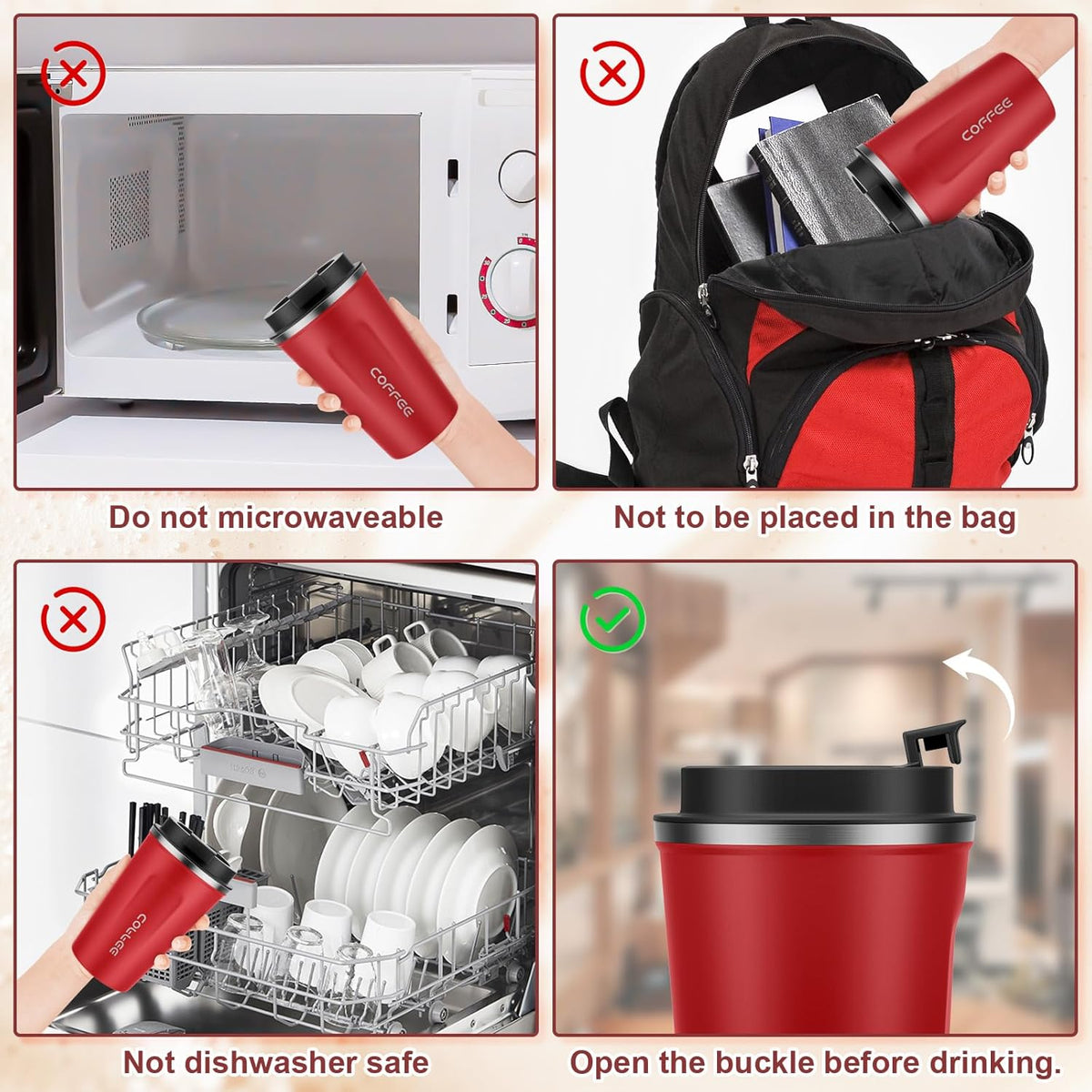 12oz Travel Coffee Mug, Insulated Coffee Cup with Leakproof Lid
