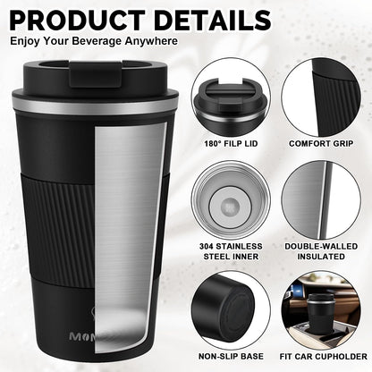 12oz Travel Coffee Mug, Insulated Coffee Cup with Leakproof Lid