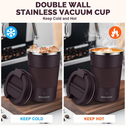 12oz Travel Coffee Mug, Insulated Coffee Cup with Leakproof Lid