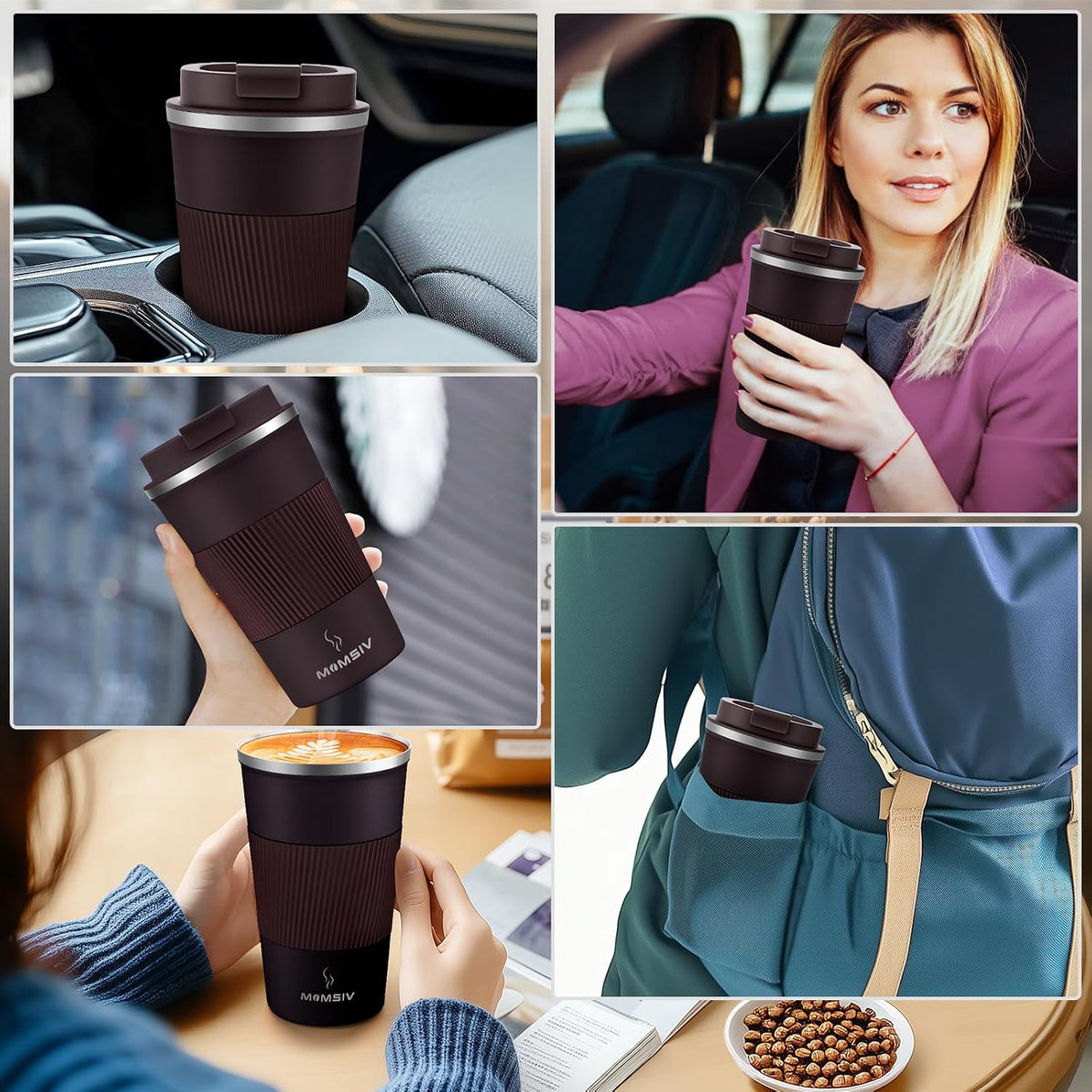 12oz Travel Coffee Mug, Insulated Coffee Cup with Leakproof Lid