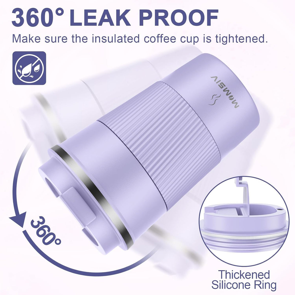 12oz Travel Coffee Mug, Insulated Coffee Cup with Leakproof Lid