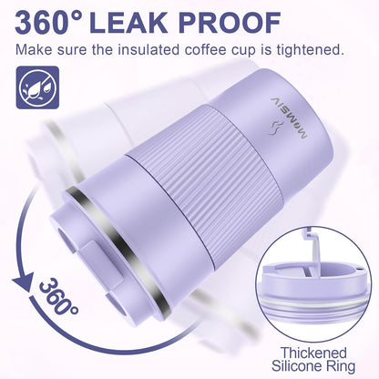 12oz Travel Coffee Mug, Insulated Coffee Cup with Leakproof Lid