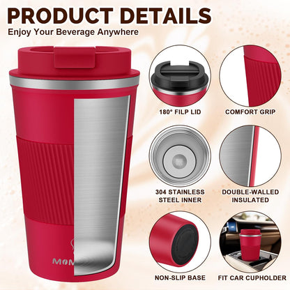 12oz Travel Coffee Mug, Insulated Coffee Cup with Leakproof Lid