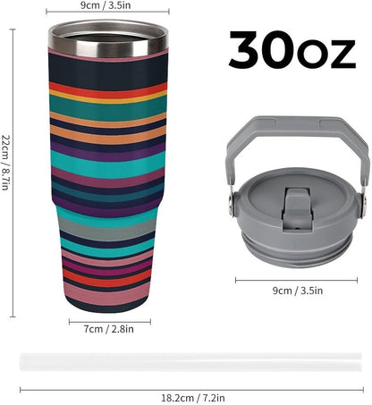 Stainless Steel Car Cup with Straw Tropical Floral Leaves Print Leakproof Tumbler Coffee Mug Double Wall Thermal Design for Hot Cold Beverages Perfect for Travel Home Car Use