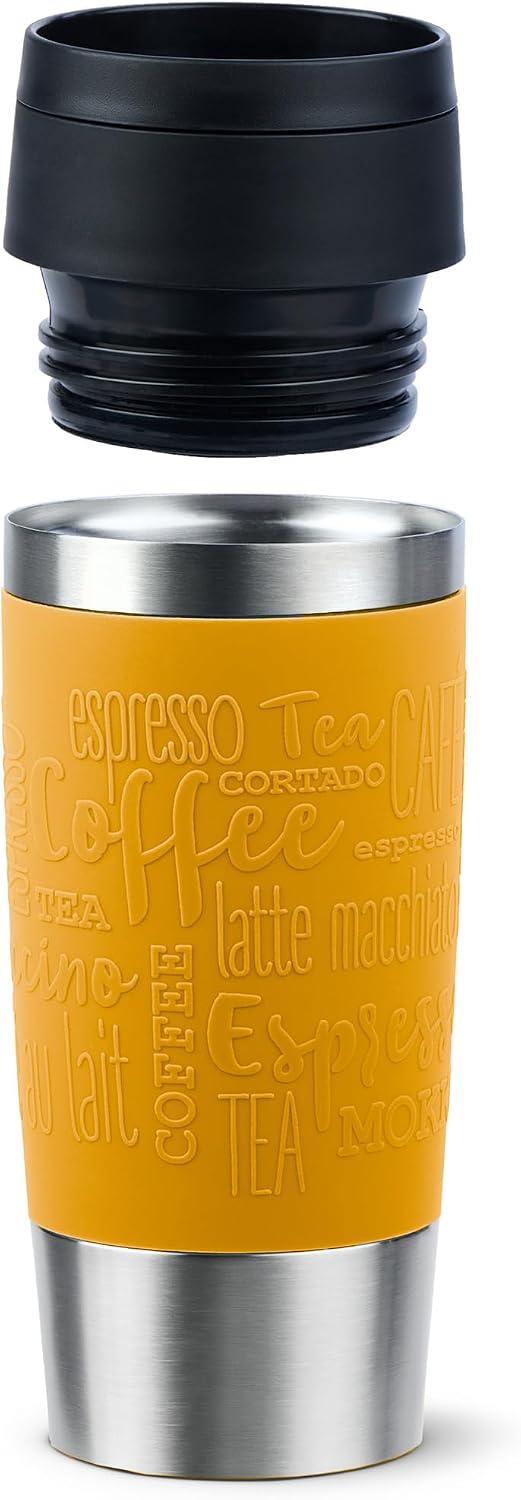 N20208 Travel Mug Classic Insulated Mug 0.36 Litres Comfort Screw Cap Stainless Steel 4 Hours Hot and 8 Hours Cold 100% Leak-Proof Dishwasher Safe 360° Drinking Opening Mustard Yellow