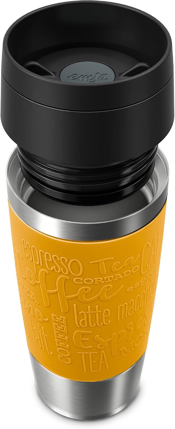 N20208 Travel Mug Classic Insulated Mug 0.36 Litres Comfort Screw Cap Stainless Steel 4 Hours Hot and 8 Hours Cold 100% Leak-Proof Dishwasher Safe 360° Drinking Opening Mustard Yellow