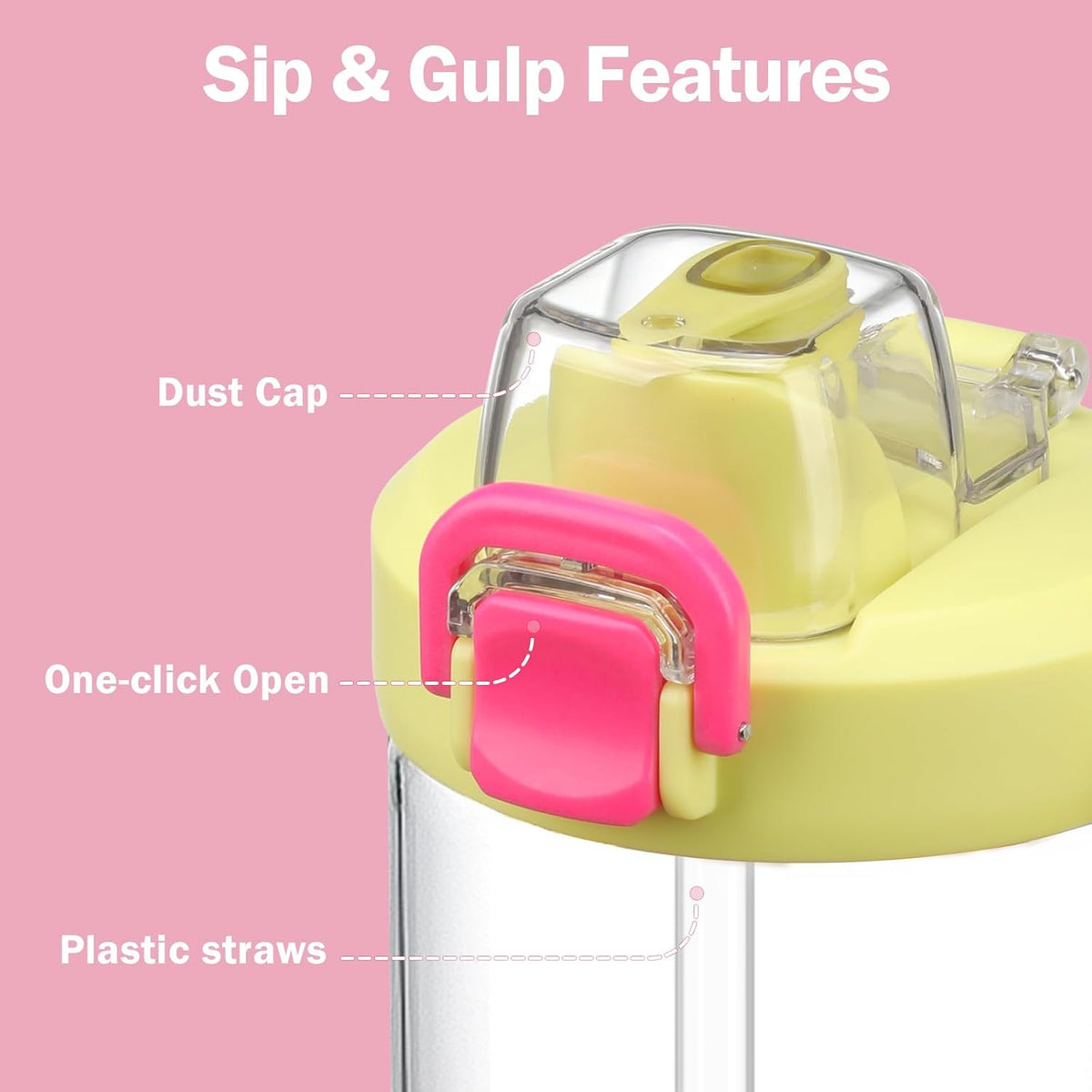 Glass Tumbler with Carry Handle, Clear Glass Water Bottle with Leakproof Lid, Spout Lid&Straw, BPA-Free, 32 oz, Black