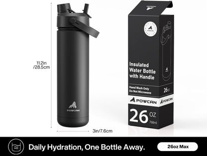 26 oz Insulated Water Bottle with 2-in-1 Straw and Spout Lid, Keep Cold 24H, Leak-Proof, Fits in Car Cup Holder, Stainless Steel Water Bottle for Sports, Gym, Travel, and School (Mousse) - Colors A