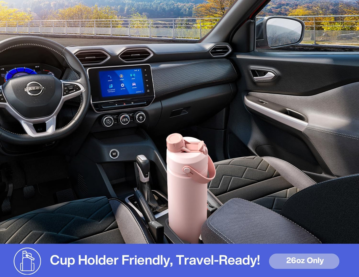 26 oz Insulated Water Bottle with 2-in-1 Straw and Spout Lid, Keep Cold 24H, Leak-Proof, Fits in Car Cup Holder, Stainless Steel Water Bottle for Sports, Gym, Travel, and School (Mousse) - Colors A