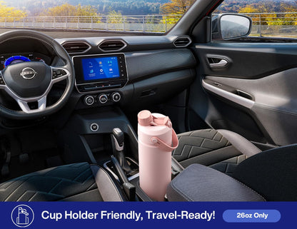 26 oz Insulated Water Bottle with 2-in-1 Straw and Spout Lid, Keep Cold 24H, Leak-Proof, Fits in Car Cup Holder, Stainless Steel Water Bottle for Sports, Gym, Travel, and School (Mousse) - Colors A