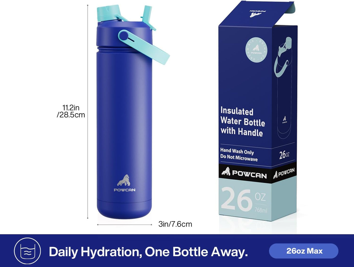 26 oz Insulated Water Bottle with 2-in-1 Straw and Spout Lid, Keep Cold 24H, Leak-Proof, Fits in Car Cup Holder, Stainless Steel Water Bottle for Sports, Gym, Travel, and School (Mousse) - Colors A
