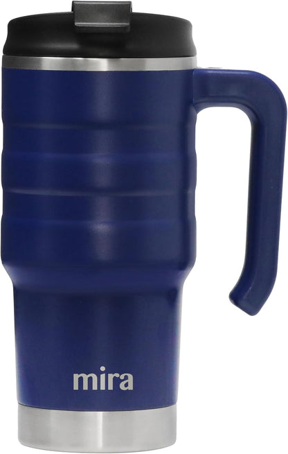 20 oz Insulated Travel Mug - Stainless Steel Coffee Cup with Spill-Proof Flip Lid & Handle - Hot/Cold Car Tumbler - Punch