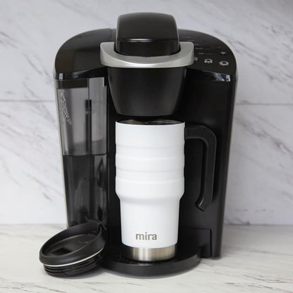 20 oz Insulated Travel Mug - Stainless Steel Coffee Cup with Spill-Proof Flip Lid & Handle - Hot/Cold Car Tumbler - Punch