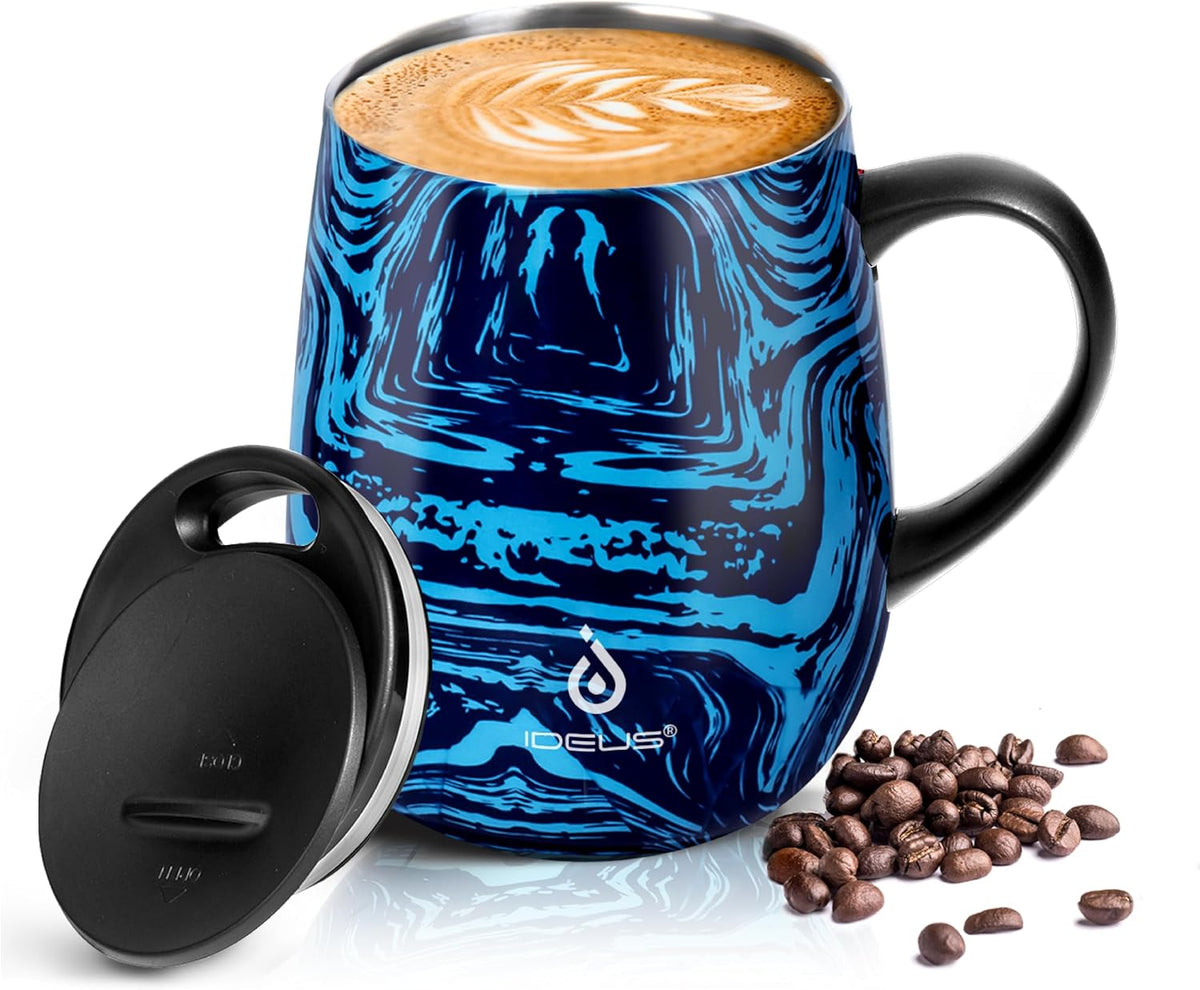 16 oz Insulated Coffee Mug with Lid and Handle (Eggshell Blue) - Colors B