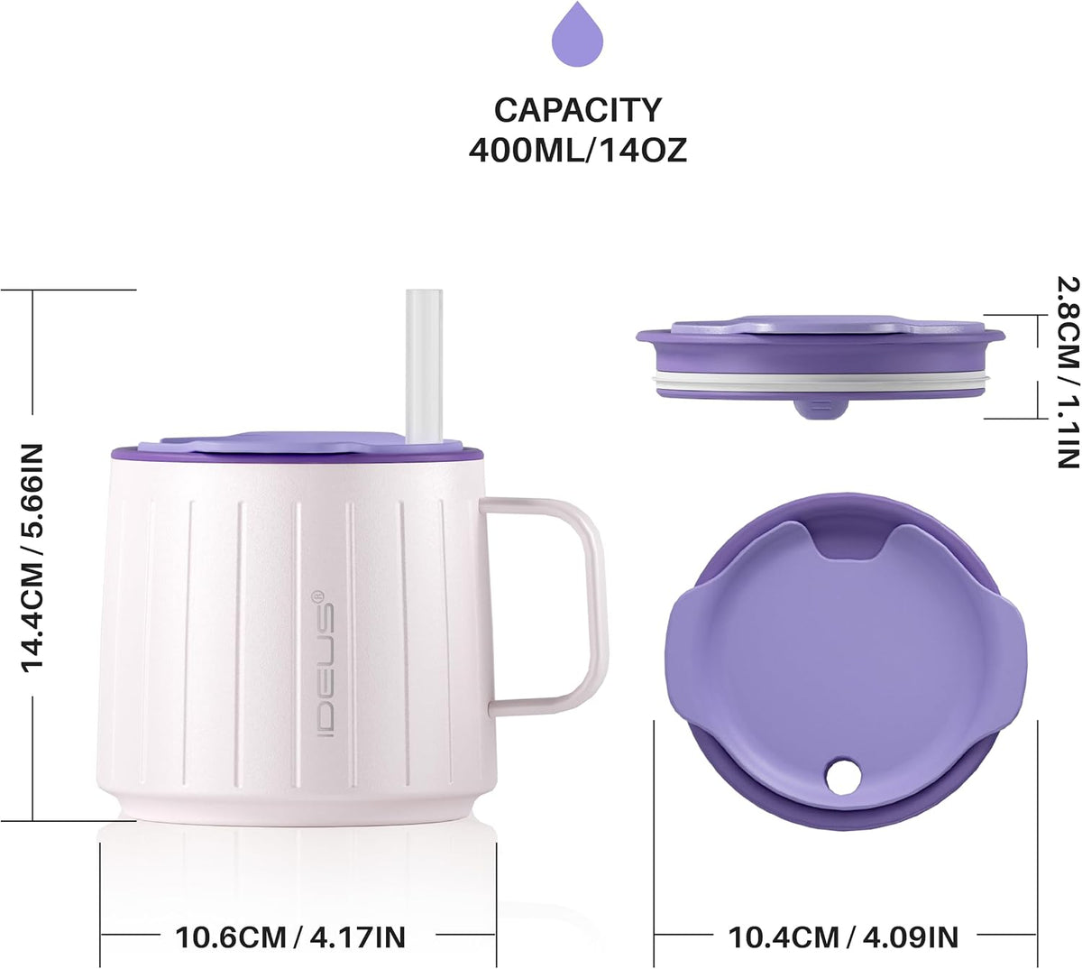 16 oz Insulated Coffee Mug with Lid and Handle (Eggshell Blue) - Colors B