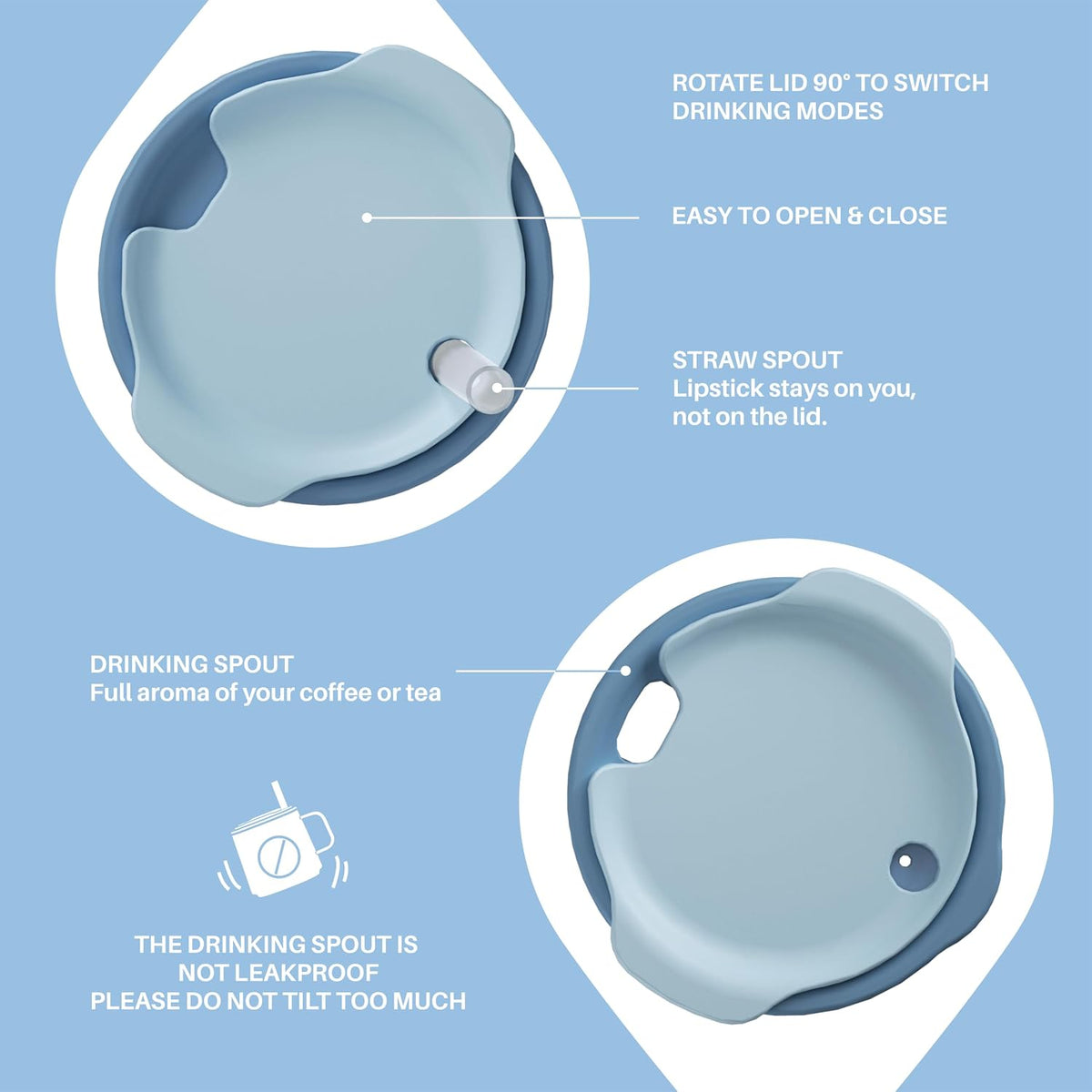 16 oz Insulated Coffee Mug with Lid and Handle (Eggshell Blue) - Colors B