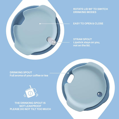 16 oz Insulated Coffee Mug with Lid and Handle (Eggshell Blue) - Colors B