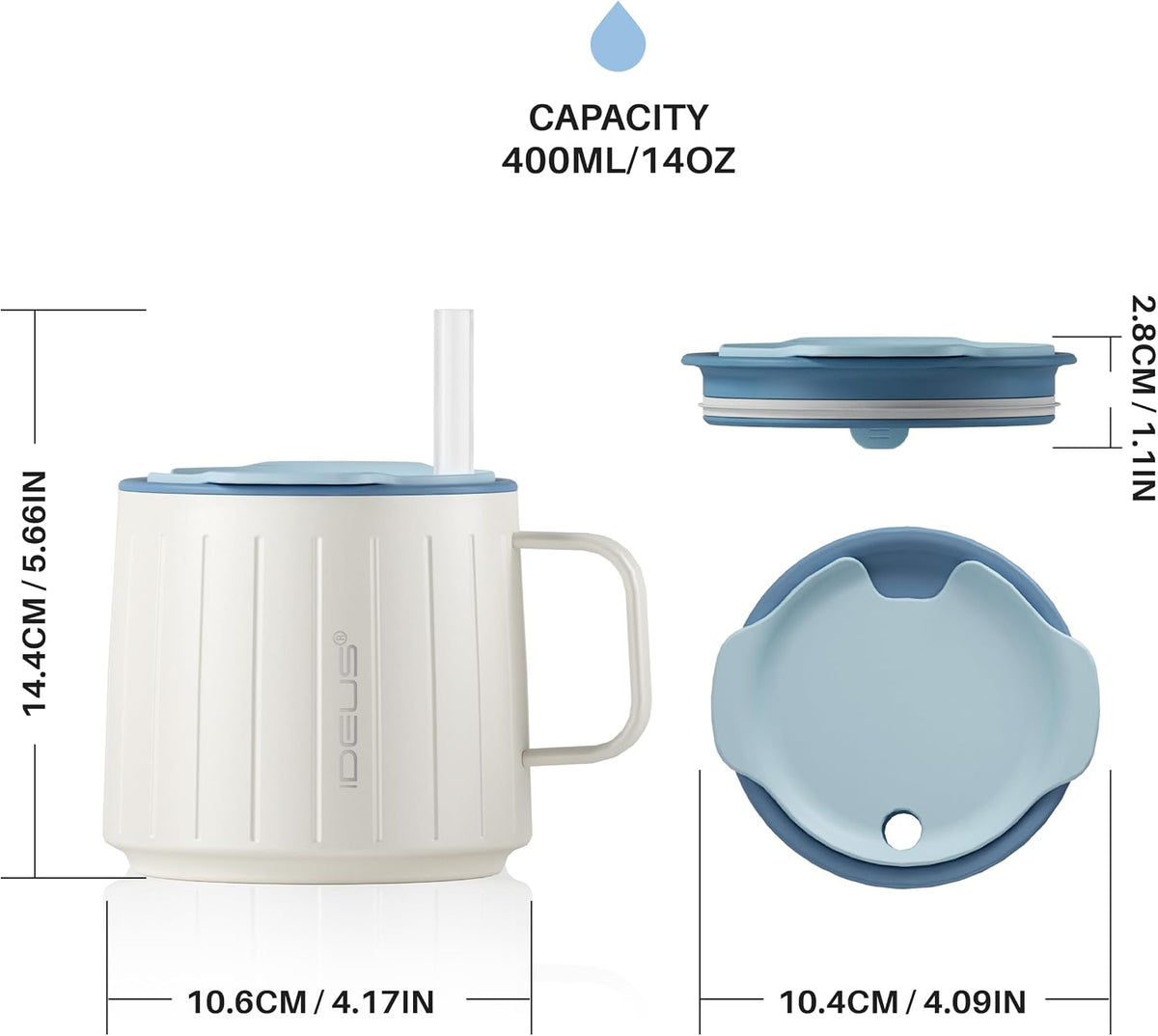 16 oz Insulated Coffee Mug with Lid and Handle (Eggshell Blue) - Colors B
