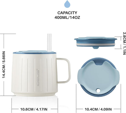 16 oz Insulated Coffee Mug with Lid and Handle (Eggshell Blue) - Colors B